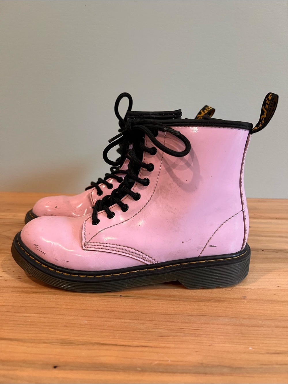 Dr. Doc Martens Pink Patent Leather Boots Girls Size 4